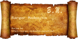 Barger Modeszta névjegykártya
